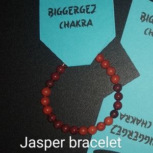 Dark poppy and red jasper bracelet bare copper wire